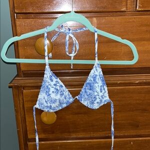 Source Unknown Blue and White Triangle Bikini Top